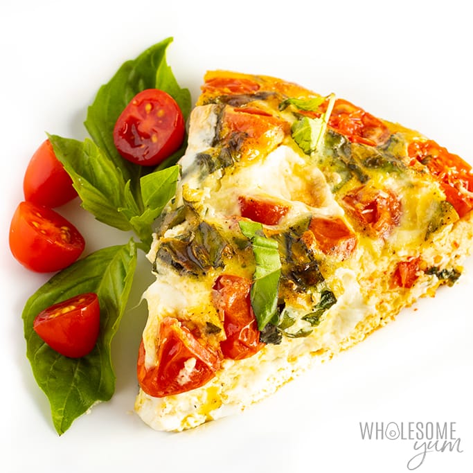 crustless egg quiche with tomatoes mozzarella and basil