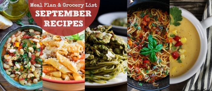 Meal Plan & Grocery List September Recipes