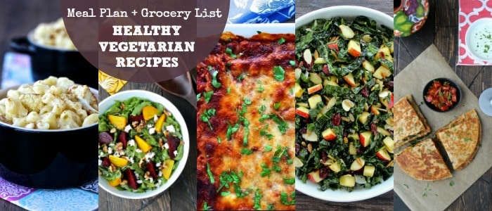 Healthy Vegetarian Recipe Ideas from The Foodie Physician Meal Plan and Grocery List