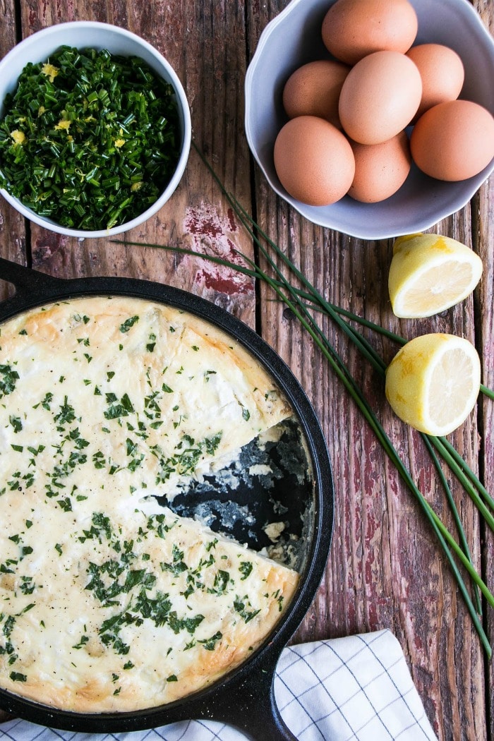 Healthy Weekly Meal Plan Cauliflower and Goat Cheese Frittata with Chive Gremolata