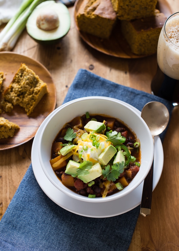 Butternut Squash Vegetarian Recipes Meal Plan featuring Oh My Veggies- Slow Cooker Butternut Squash Chili with Porter