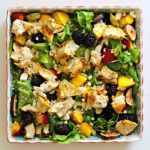 Peach Blackberry and Fresh Fig Salad with Grilled Chicken Feta Almonds