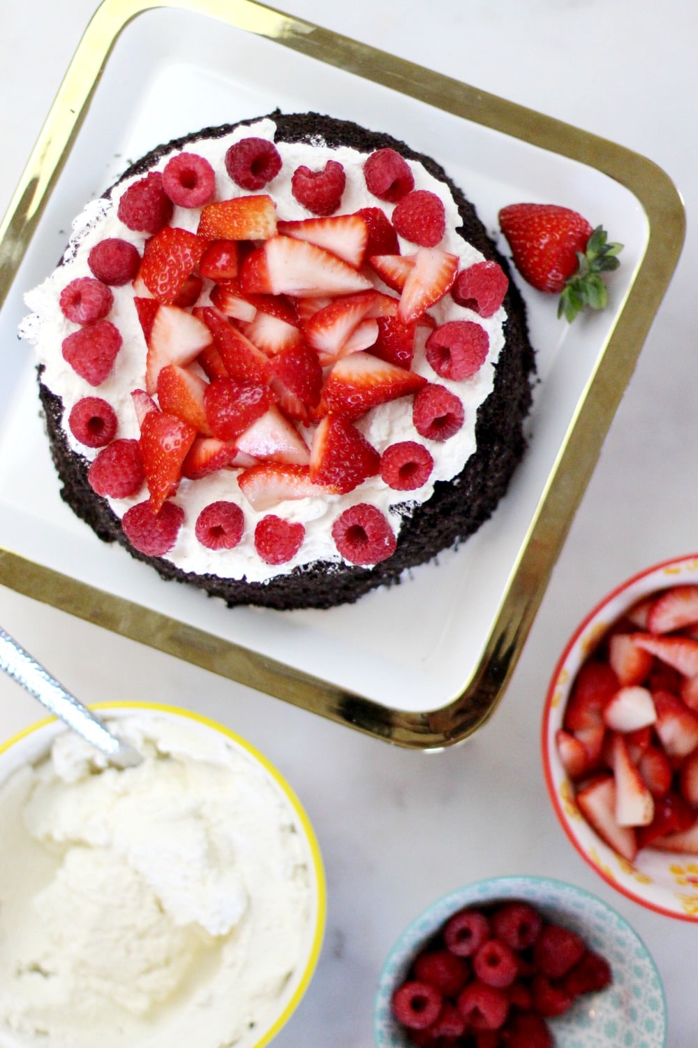 Berry OREO® Ice Cream Cake Recipe with raspberries