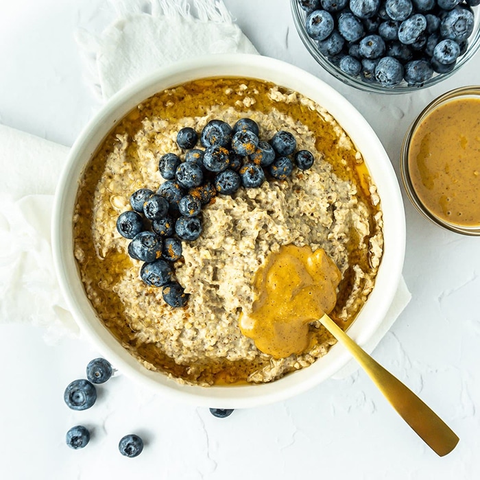 Peanut Butter Blueberry Steel Cut Oats - Unique Oatmeal Recipes