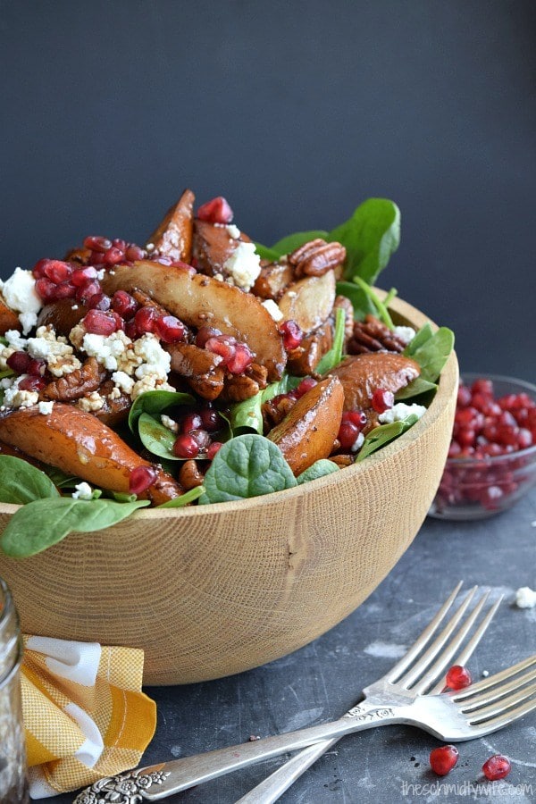 Winter Salad Recipes Roasted Pear Pecan Salad