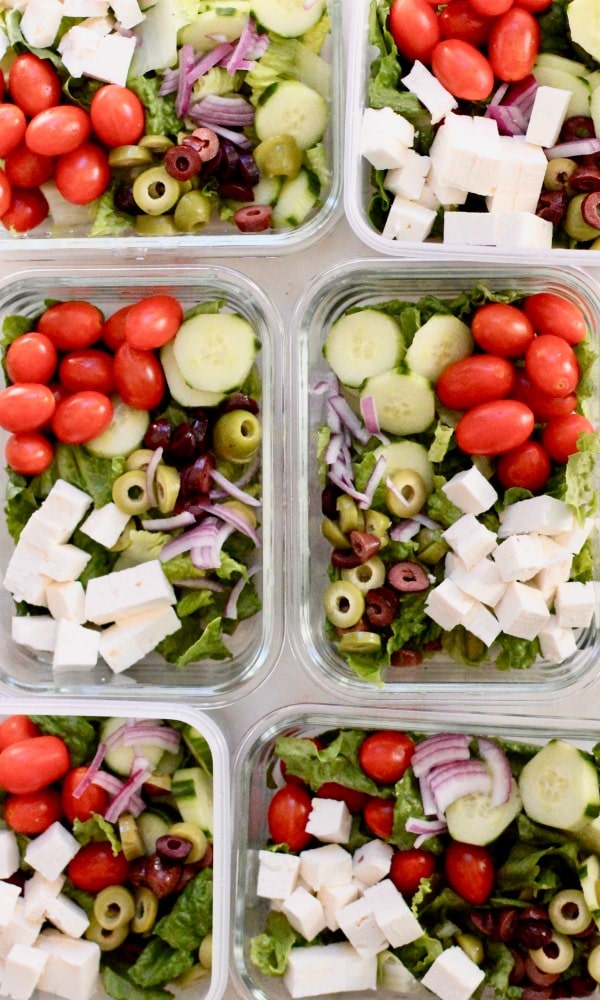 Lunch Meal Prep Greek Salad Bowl Recipe - Rainbow Delicious