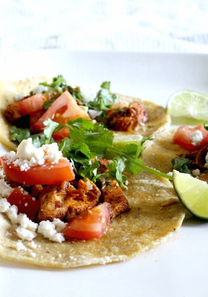 Chili, Garlic and Lime Chicken Tacos with Cilantro and Queso Fresco Recipe