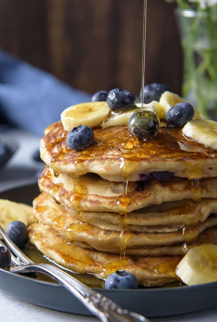 Blueberry Recipes- Blueberry banana pancakes
