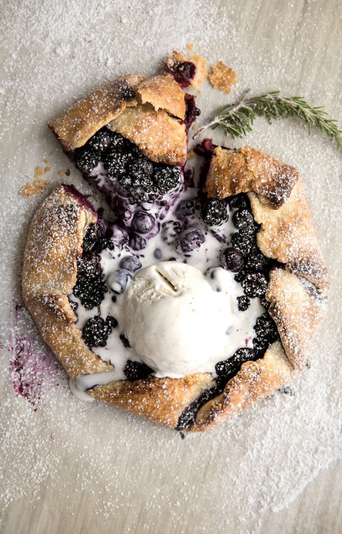 blueberry recipes- blackberry blueberry galette with rosemary