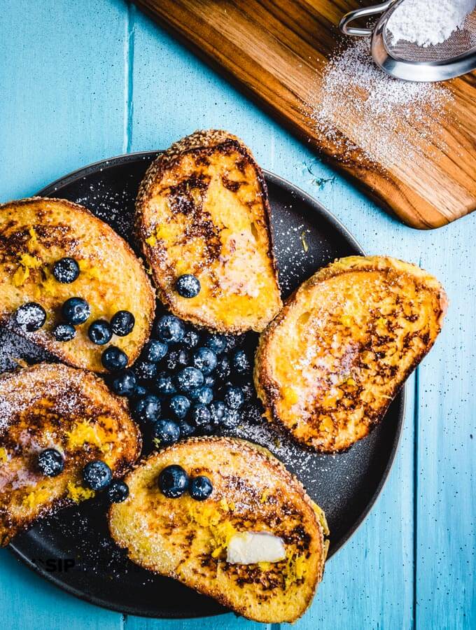 blueberry recipes- semolina french toast with lemon and blueberry