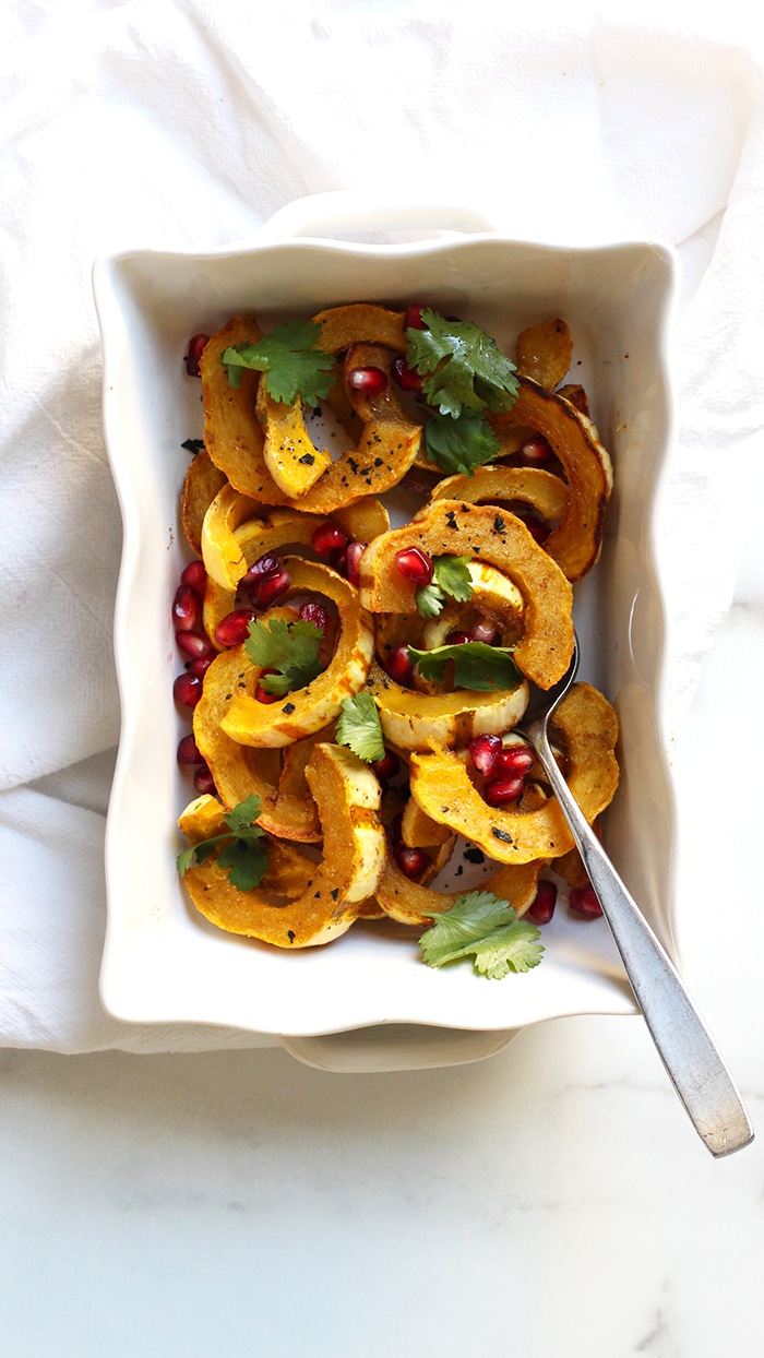 Roasted Delicata Squash Recipe with Pomegranate - Rainbow Delicious