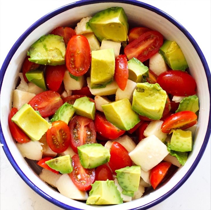 easy avocado Caprese salad recipe - add avocado