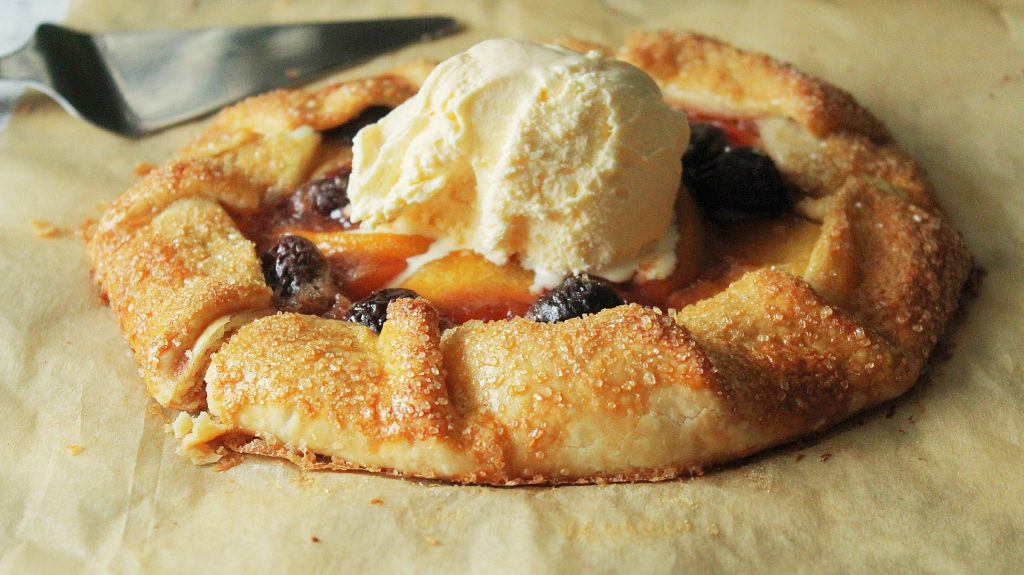 peach recipes - galette with cherries