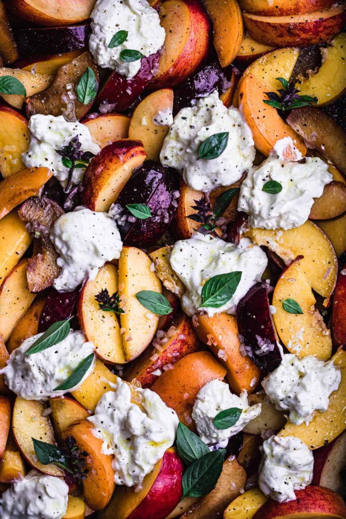 peach recipes - burrata salad