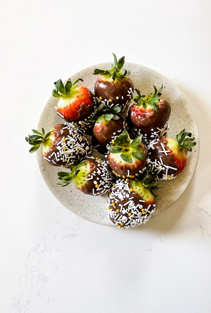 Nutella Covered Strawberries with Sprinkles