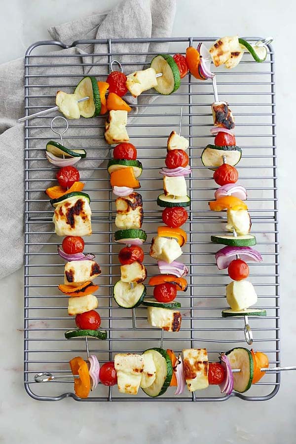 Vegetable Skewers with Halloumi | Halloumi Recipes